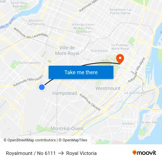Royalmount / No 6111 to Royal Victoria map