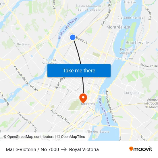 Marie-Victorin / No 7000 to Royal Victoria map