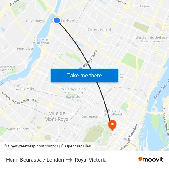Henri-Bourassa / London to Royal Victoria map