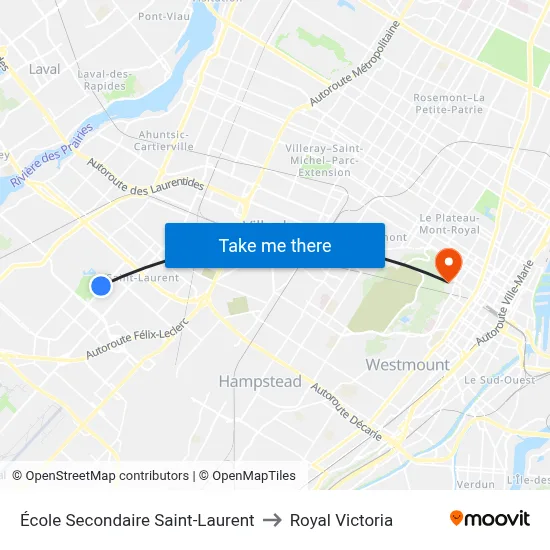 École Secondaire Saint-Laurent to Royal Victoria map
