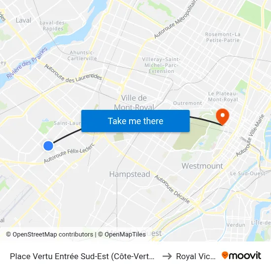 Place Vertu Entrée Sud-Est (Côte-Vertu/No 3131) to Royal Victoria map