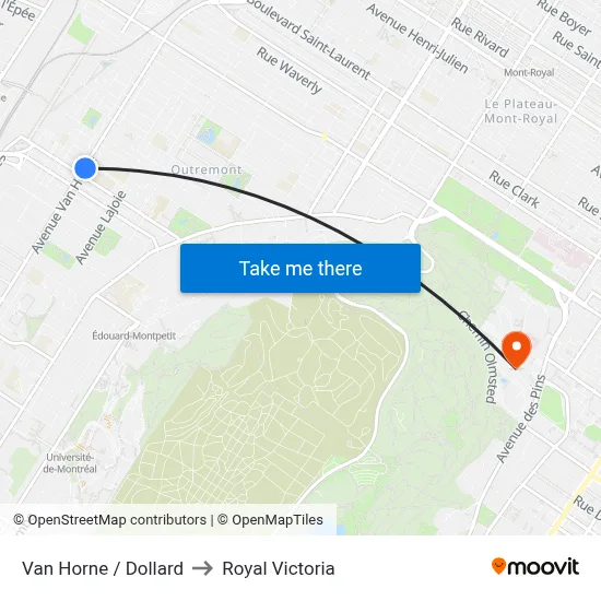 Van Horne / Dollard to Royal Victoria map