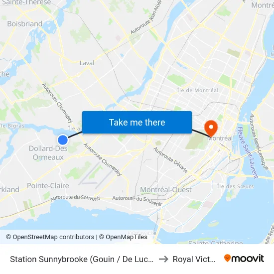 Station Sunnybrooke (Gouin / De Lucerne) to Royal Victoria map