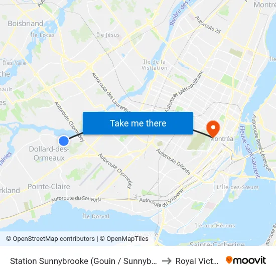 Station Sunnybrooke (Gouin / Sunnybrooke) to Royal Victoria map