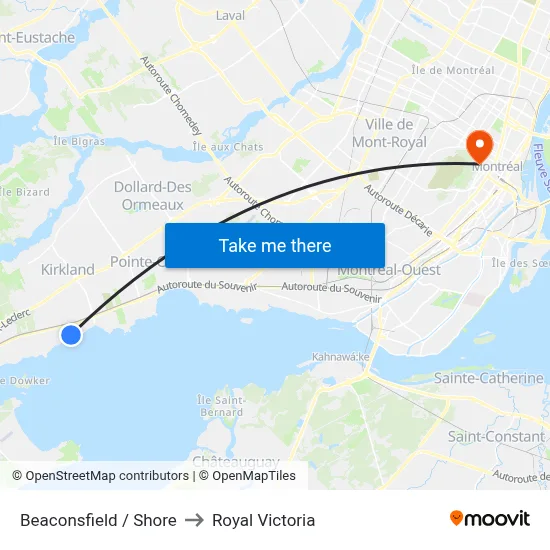 Beaconsfield / Shore to Royal Victoria map