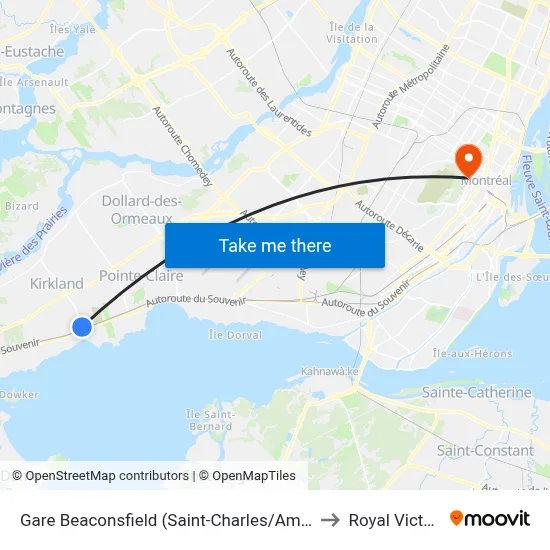 Gare Beaconsfield (Saint-Charles/Amherst) to Royal Victoria map