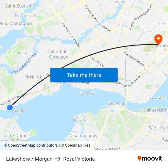 Lakeshore / Morgan to Royal Victoria map
