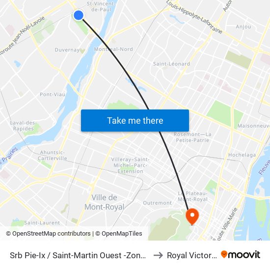 Srb Pie-Ix / Saint-Martin Ouest -Zone B to Royal Victoria map