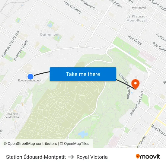 Station Édouard-Montpetit to Royal Victoria map