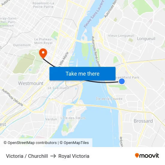 Victoria / Churchill to Royal Victoria map