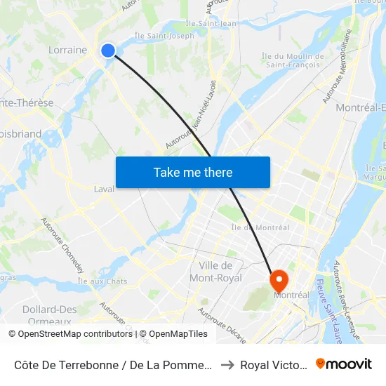 Côte De Terrebonne / De La Pommeraie to Royal Victoria map