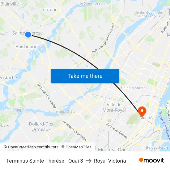 Terminus Sainte-Thérèse - Quai 3 to Royal Victoria map