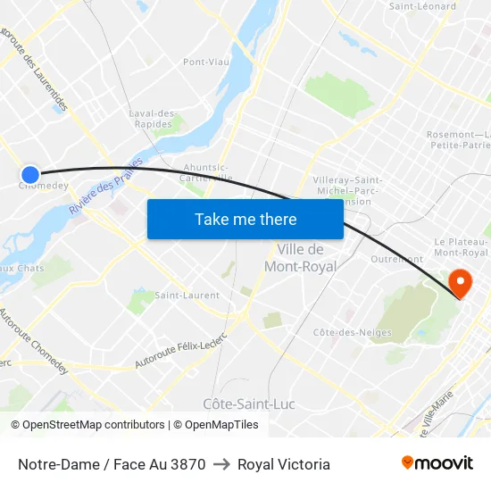 Notre-Dame / Face Au 3870 to Royal Victoria map