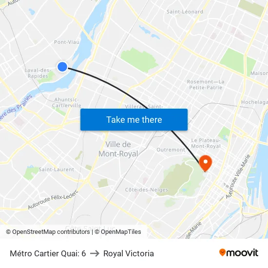 Métro Cartier Quai: 6 to Royal Victoria map