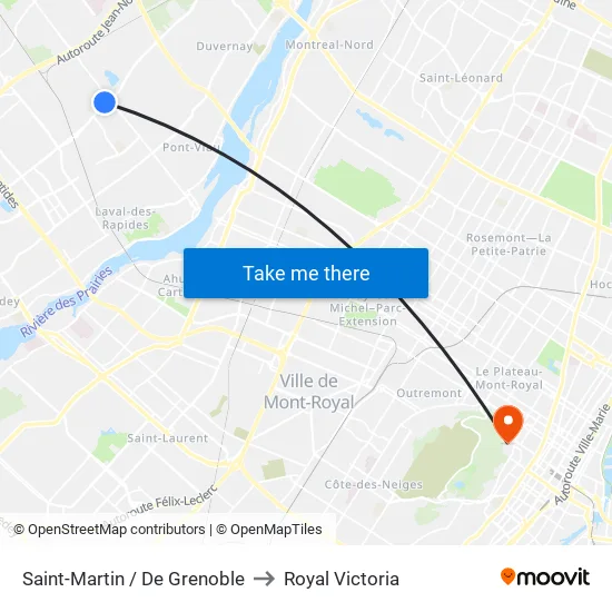 Saint-Martin / De Grenoble to Royal Victoria map
