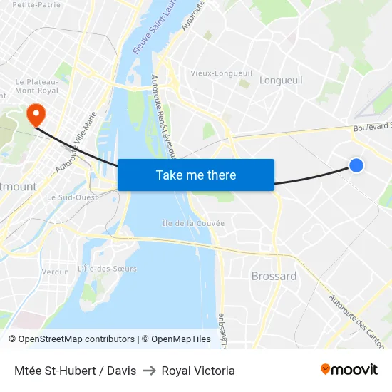 Mtée St-Hubert / Davis to Royal Victoria map