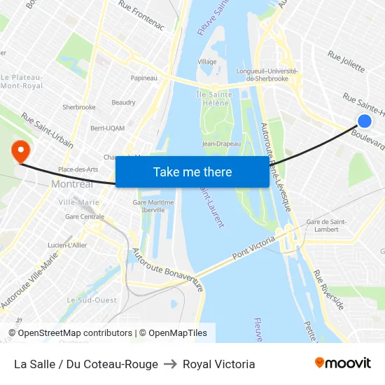 La Salle / Du Coteau-Rouge to Royal Victoria map