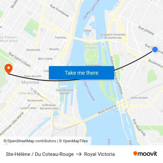 Ste-Hélène / Du Coteau-Rouge to Royal Victoria map