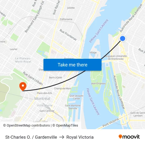 St-Charles O. / Gardenville to Royal Victoria map