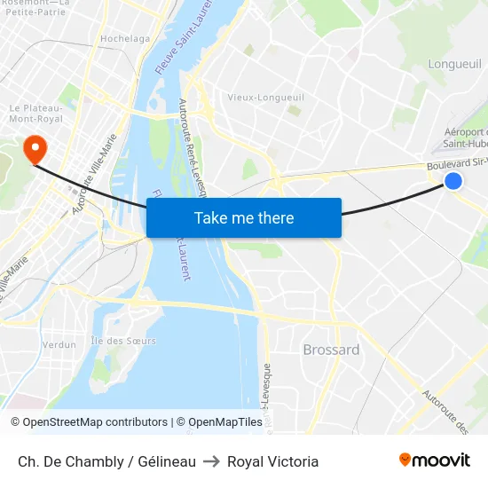 Ch. De Chambly / Gélineau to Royal Victoria map
