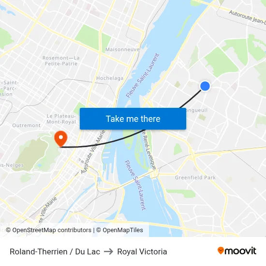 Roland-Therrien / Du Lac to Royal Victoria map