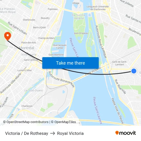 Victoria / De Rothesay to Royal Victoria map