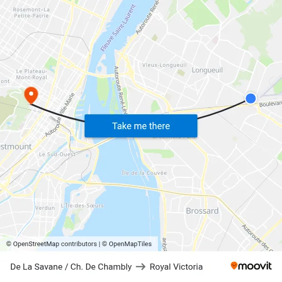 De La Savane / Ch. De Chambly to Royal Victoria map