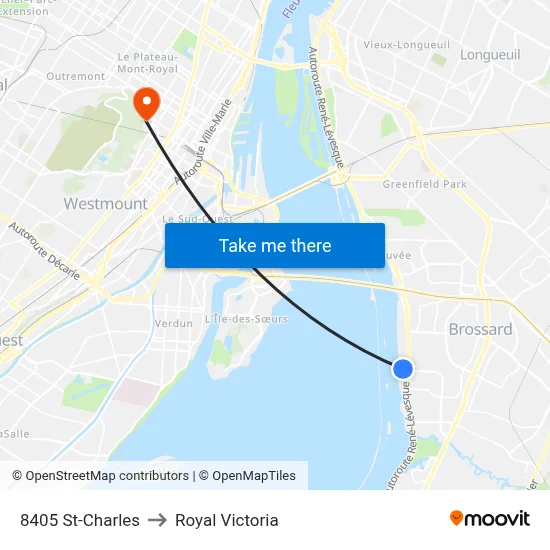 8405 St-Charles to Royal Victoria map