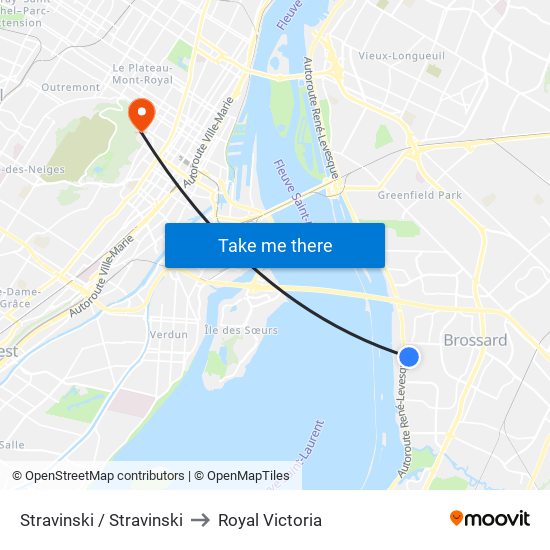 Stravinski / Stravinski to Royal Victoria map