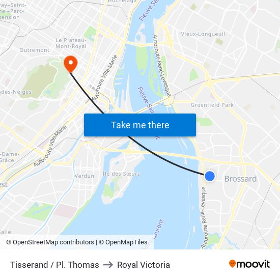 Tisserand / Pl. Thomas to Royal Victoria map