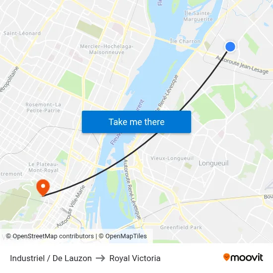 Industriel / De Lauzon to Royal Victoria map