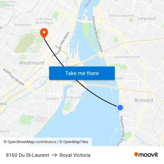 8160 Du St-Laurent to Royal Victoria map
