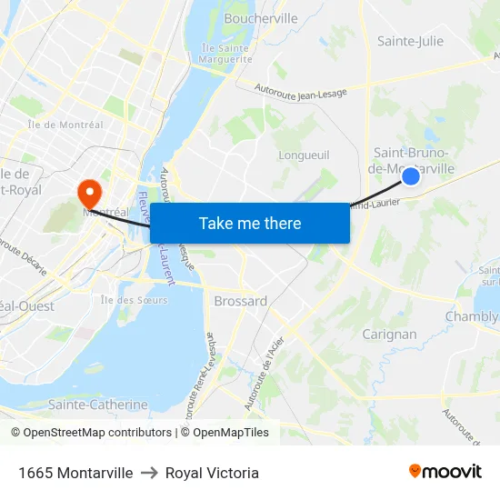 1665 Montarville to Royal Victoria map