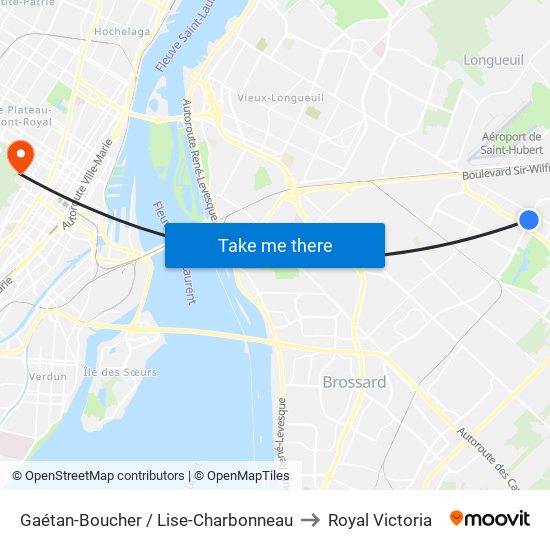 Gaétan-Boucher / Lise-Charbonneau to Royal Victoria map