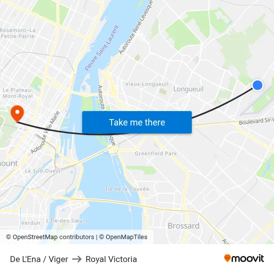 De L'Ena / Viger to Royal Victoria map