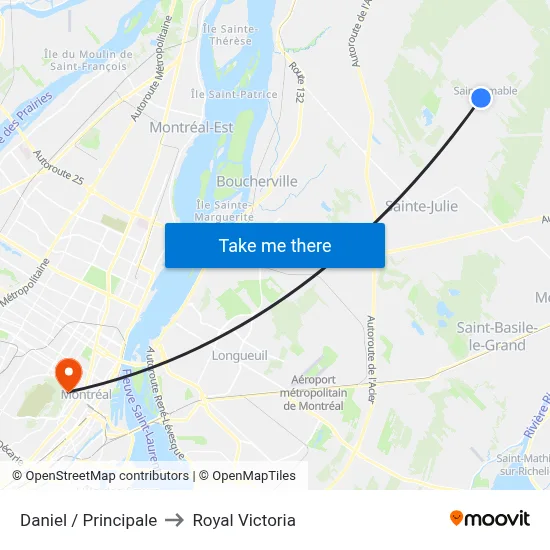 Daniel / Principale to Royal Victoria map