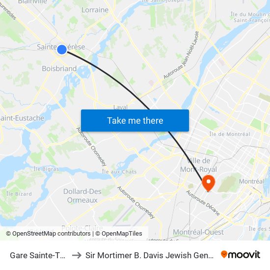 Gare Sainte-Thérèse to Sir Mortimer B. Davis Jewish General Hospital map