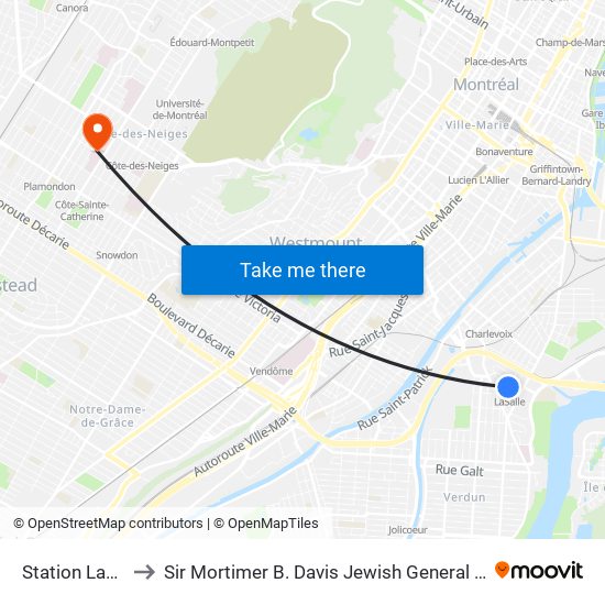 Station Lasalle to Sir Mortimer B. Davis Jewish General Hospital map