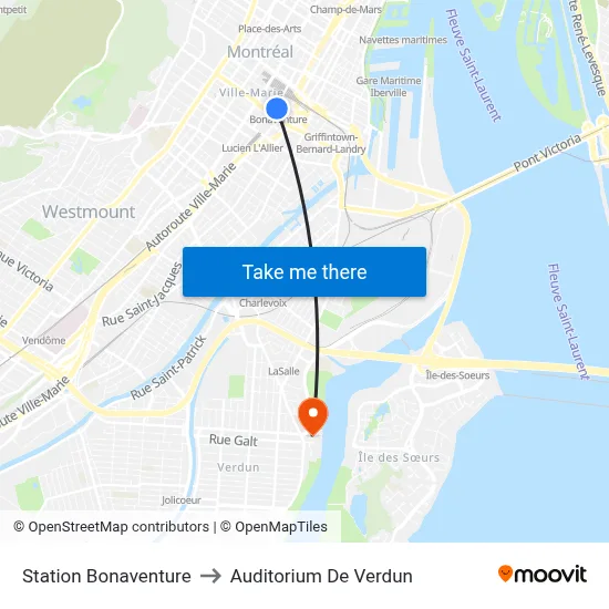 Station Bonaventure to Auditorium De Verdun map