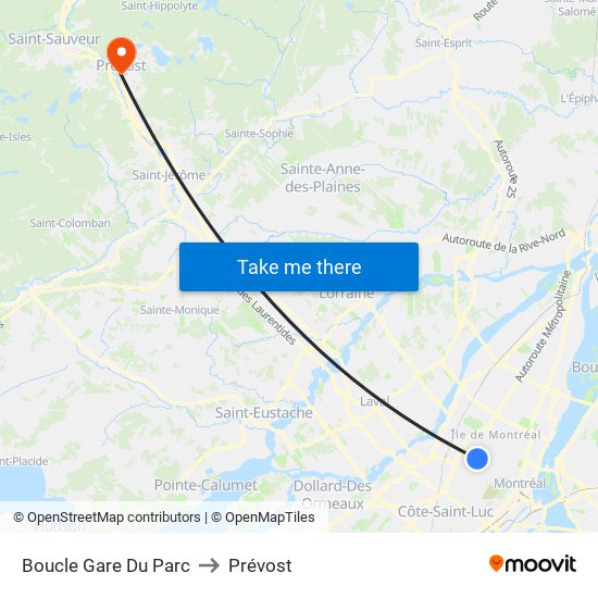 Boucle Gare Du Parc to Prévost map