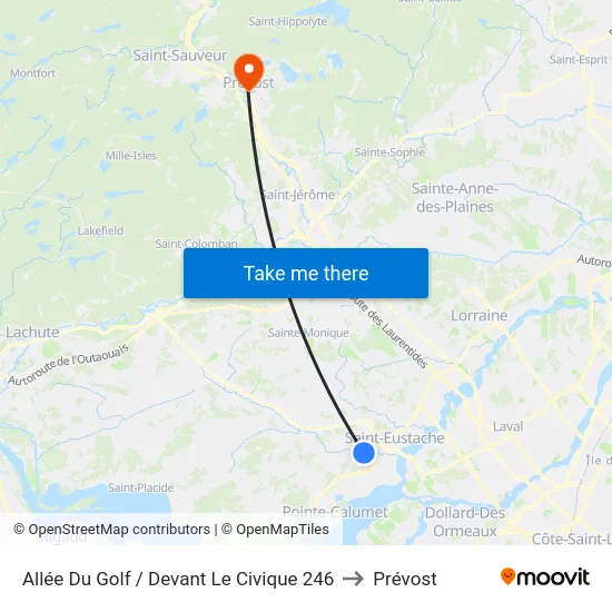 Allée Du Golf / Devant Le Civique 246 to Prévost map