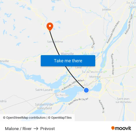 Malone / River to Prévost map