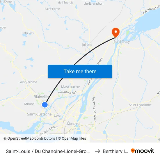 Saint-Louis / Du Chanoine-Lionel-Groulx to Berthierville map