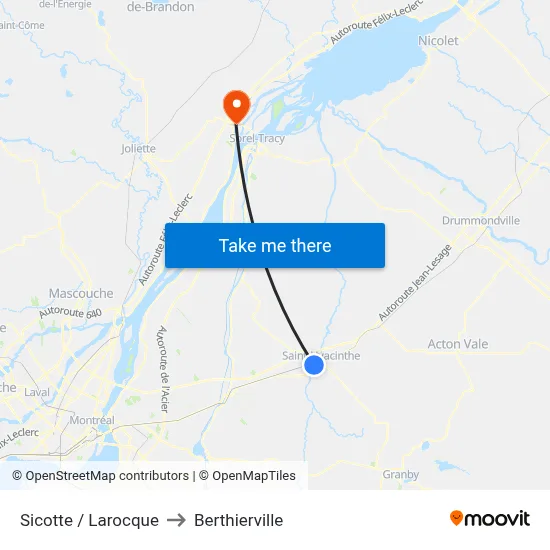 Sicotte / Larocque to Berthierville map