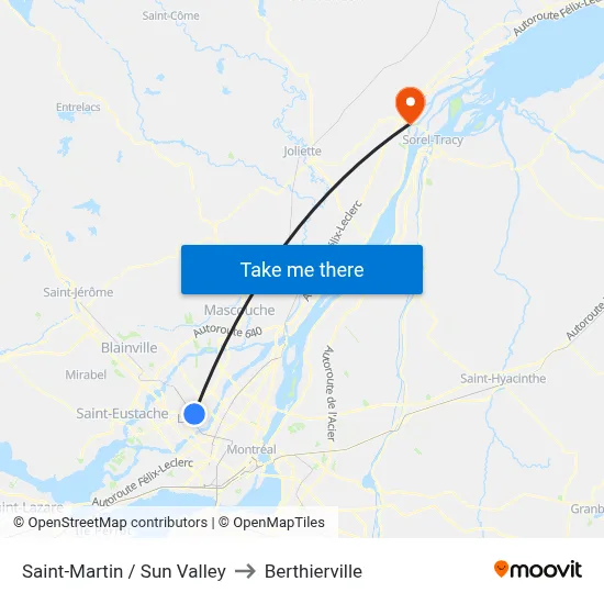 Saint-Martin / Sun Valley to Berthierville map