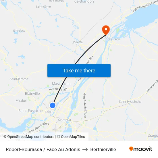 Robert-Bourassa / Face Au Adonis to Berthierville map