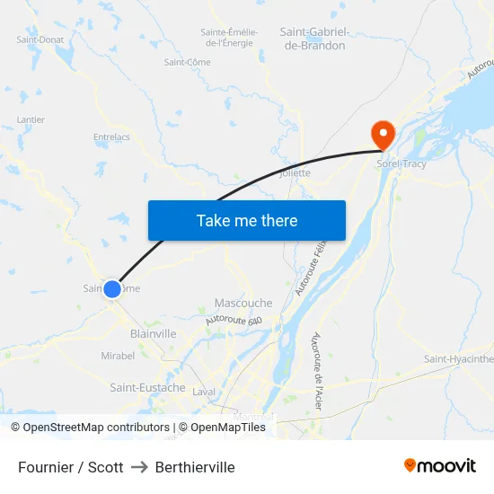 Fournier / Scott to Berthierville map