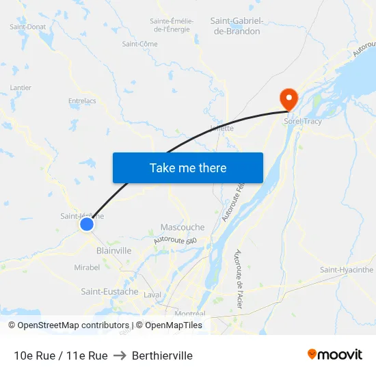 10e Rue / 11e Rue to Berthierville map