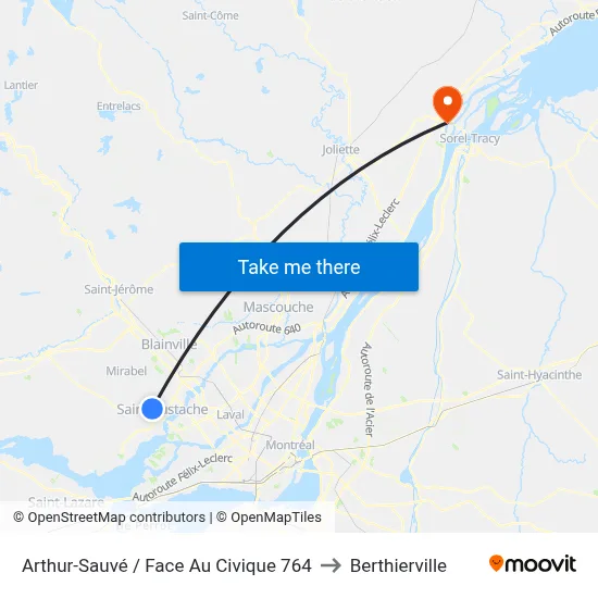 Arthur-Sauvé / Face Au Civique 764 to Berthierville map