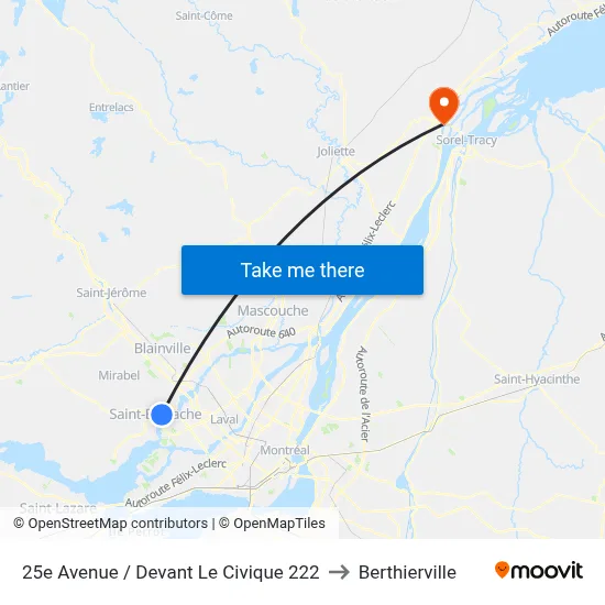 25e Avenue / Devant Le Civique 222 to Berthierville map